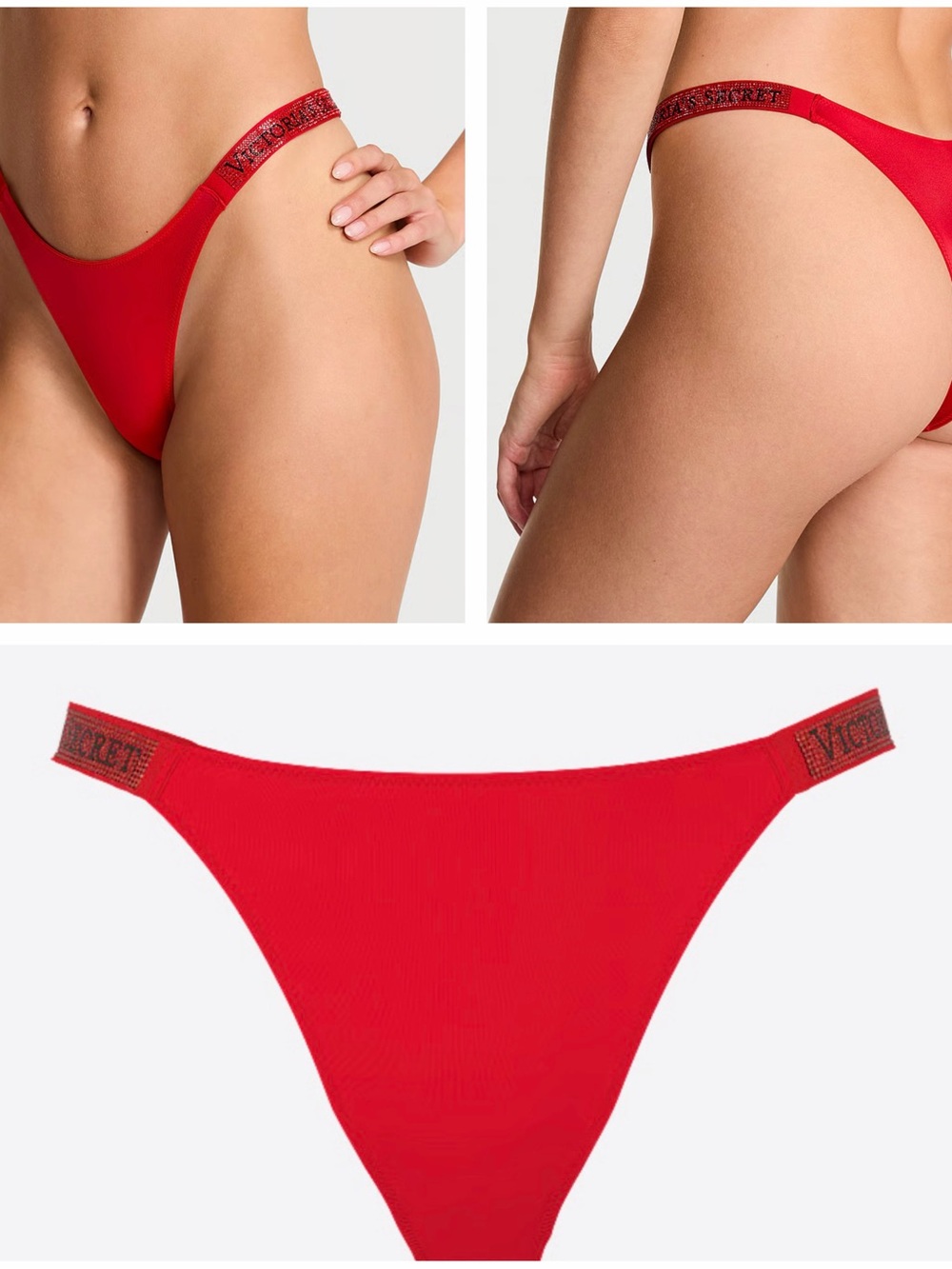 Victoria's Secret Red Logo Elastic Thong Bikini